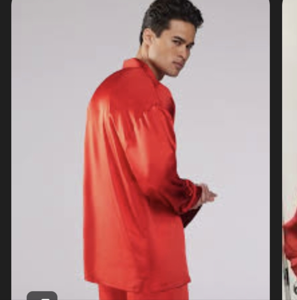 Savage X Fenty Red Rebel Cherub Satin Sleep Shirt